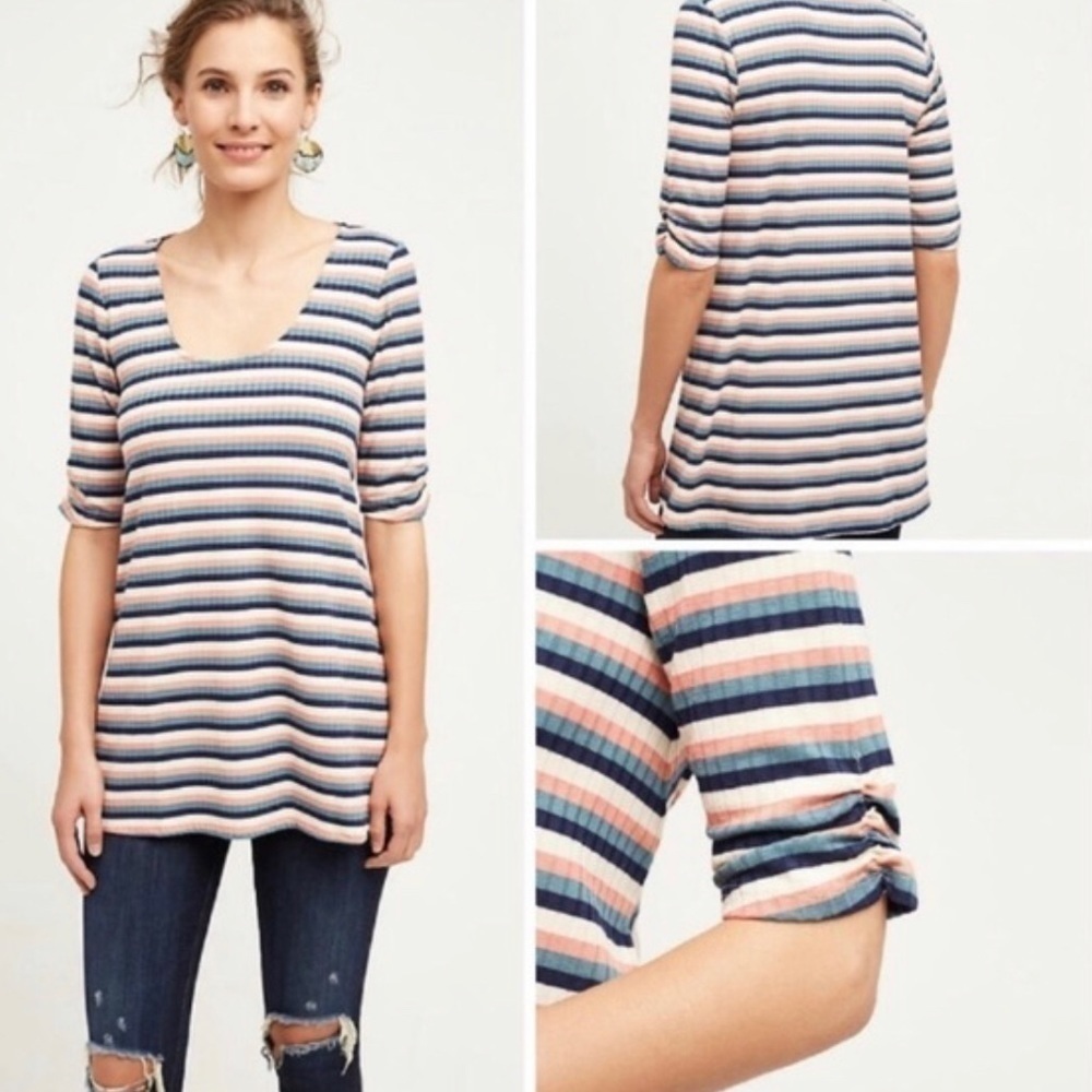 Anthropologie, Puella Cosima Striped Tunic Top, Size Medium